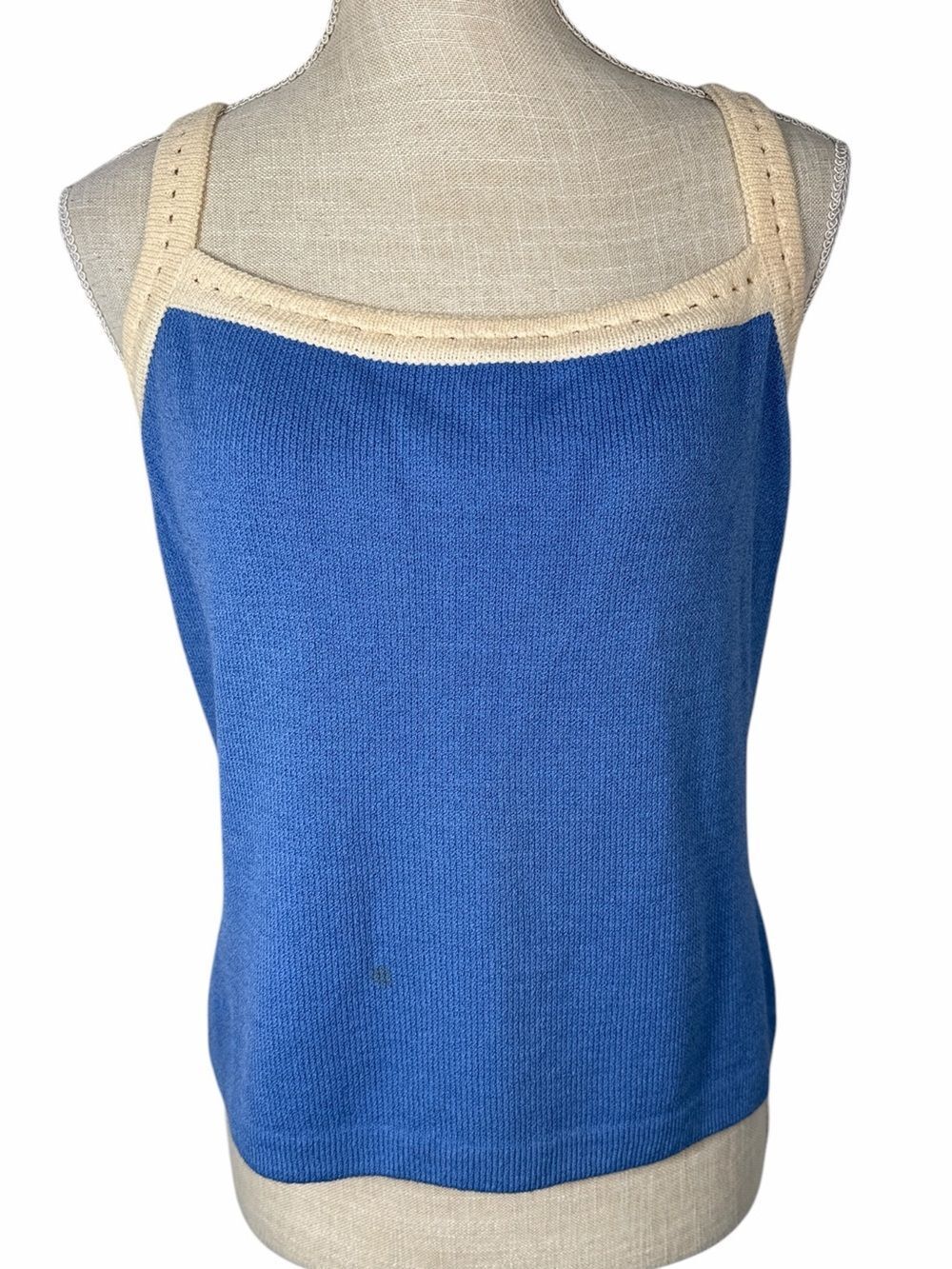 St. John Blue & Cream Knit Preloved Tank Top